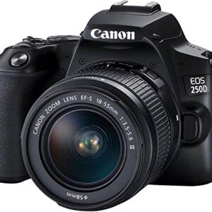 Canon EOS 250D (Rebel Sl3) DSLR Camera w/EF-S 18-55mm F/3.5-5.6 Zoom Lens + 32GB Memory + Case + Tripod (20pc Bundle) (Renewed)