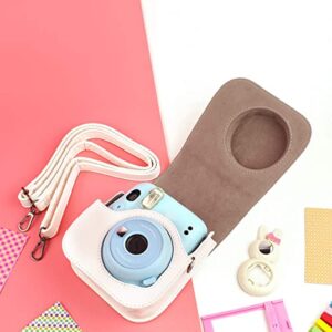 Protective & Portable Case Compatible with Fujifilm for Instax Mini 12/11 Instant Camera with Accessories Pocket and Adjustable Strap. (Ice White)