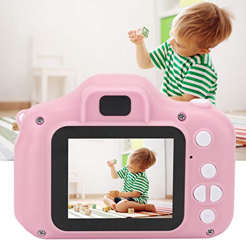 Mini Children Digital Camera, Portable Photo Video Camera Toy Small Cartoon Handheld Camera Outdoor Photo Recorder Cam With 2.0in IPS Color Display, For birthday, Christmas and New Year(Pink 32GB)