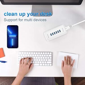 USB Charger 6 Ports USB Wall Charger USB Charging Station for Multiple Devices Desktop Power Hub Smart Plug Dock Charger Block for iPhone Xs/X iPad Pro/Air Galaxy S9/S8 LG Laptop Smartphones