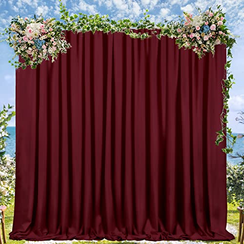 Burgundy Backdrop Curtains Photo Booth Background 2 Panels 5ft x 10ft Polyester Fabric Drapes for Wedding Party Anniversary Ceremony Decorations