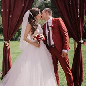 Burgundy Backdrop Curtains Photo Booth Background 2 Panels 5ft x 10ft Polyester Fabric Drapes for Wedding Party Anniversary Ceremony Decorations