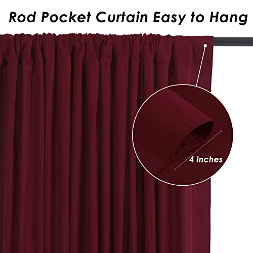 Burgundy Backdrop Curtains Photo Booth Background 2 Panels 5ft x 10ft Polyester Fabric Drapes for Wedding Party Anniversary Ceremony Decorations