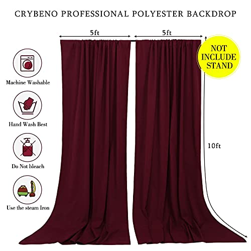 Burgundy Backdrop Curtains Photo Booth Background 2 Panels 5ft x 10ft Polyester Fabric Drapes for Wedding Party Anniversary Ceremony Decorations