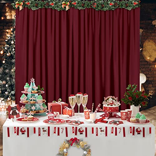 Burgundy Backdrop Curtains Photo Booth Background 2 Panels 5ft x 10ft Polyester Fabric Drapes for Wedding Party Anniversary Ceremony Decorations