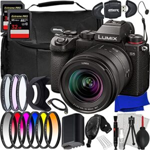 ultimaxx advanced panasonic lumix s5 camera with 20-60mm lens bundle – includes: 2x 32gb extreme pro sdxc, 1x spare battery, water-resistant gadget bag, lens cap keeper & much more (36pc bundle)