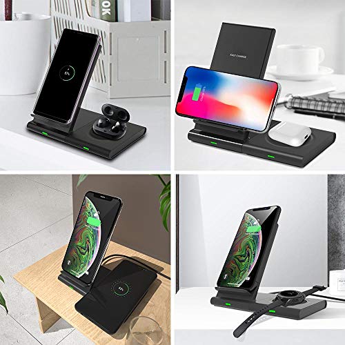 Dual Wireless Charger,COSOOS Wireless Charging Stand for iPhone 14 Pro Max/14 Pro/14/13/12/11/Xs/X, Airpods 3/Pro,Samsung Galaxy S21/S20/S10,Samsung Watch,Galaxy Buds (with Fast Adapter)