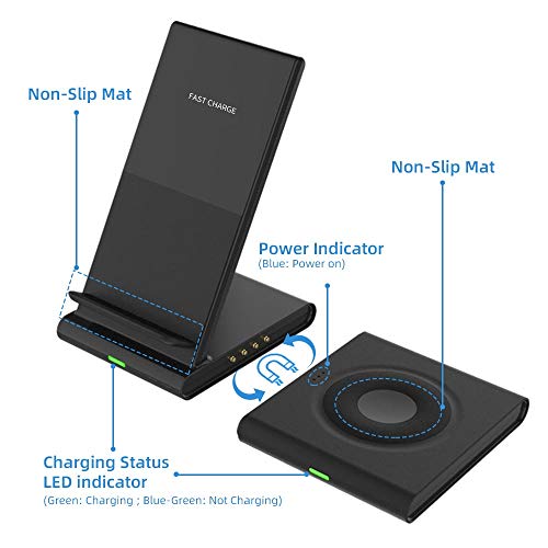 Dual Wireless Charger,COSOOS Wireless Charging Stand for iPhone 14 Pro Max/14 Pro/14/13/12/11/Xs/X, Airpods 3/Pro,Samsung Galaxy S21/S20/S10,Samsung Watch,Galaxy Buds (with Fast Adapter)