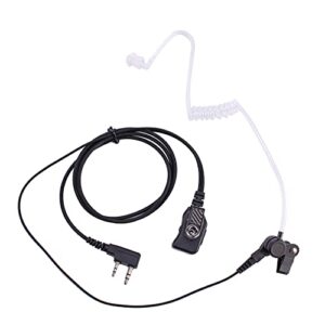 pofenal 1-wire 2 pin volume adjustable earpiece compatible with btech, kenwood, retevis walkie talkie with mic tansparent air acoustic tube headset