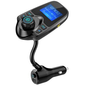 nulaxy bluetooth fm transmitter for car, upgraded manual power on/off switch wireless car radio bluetooth adapter supports hands free calls, usb fast charging, microsd card, aux play – km18 plus black