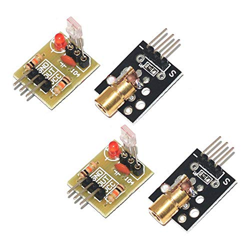 Acxico 2Sets Laser Sensor Module For Arduino AVR(KY-008 Laser Transmitter +Laser Receiver Sensor Module Non-modulator Tube)