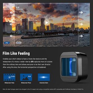 NEEWER Upgraded Version 1.33x Anamorphic Lens Compatible with GoPro Hero 9 10 11 Black, 2.40:1 Widescreen Cinematic Flare Effect, HD Double Side Multi Layer Anti Reflection Coating Action Camera Lens