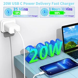 [Apple MFi Certified] iPhone Fast Car Charger, GODMADES 60W Dual USB-C Power Car Charger + 20W PD USB-C Rapid Wall Charger Block + 2 X 6FT Type-C to Lightning Cord for iPhone 14/13/12/11/XS/XR/SE/iPad