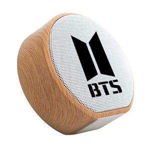 zh&ge kpop bts merchandise portable wood bluetooth speaker for army gifts, white, 3.2×3.1×1.3 inches