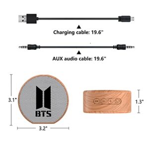 ZH&GE Kpop BTS Merchandise Portable Wood Bluetooth Speaker for Army Gifts, White, 3.2x3.1x1.3 inches