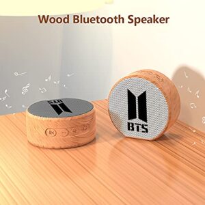 ZH&GE Kpop BTS Merchandise Portable Wood Bluetooth Speaker for Army Gifts, White, 3.2x3.1x1.3 inches