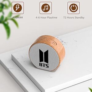 ZH&GE Kpop BTS Merchandise Portable Wood Bluetooth Speaker for Army Gifts, White, 3.2x3.1x1.3 inches