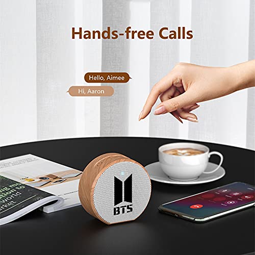 ZH&GE Kpop BTS Merchandise Portable Wood Bluetooth Speaker for Army Gifts, White, 3.2x3.1x1.3 inches