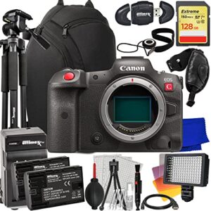 ultimaxx advanced canon r5 c mirrorless cinema camera bundle – includes: 128gb extreme memory card, 2x replacement batteries, 160 led video light, lightweight 60” tripod & much more (25pc bundle)