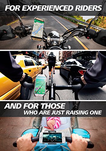 Bike & Motorcycle Phone Mount - For iPhone 14 (13, Xr, SE, Max/Plus), Galaxy S22 or any Cell Phone - Universal ATV, Mountain & Road Bicycle Handlebar Holder. +100 to Safeness & Comfort