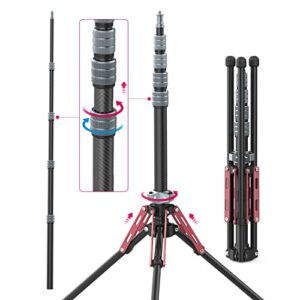 ulanzi light stand carbon fiber mt-49, adjustable tripod stand for photography with phone clip, 194cm/76.4inch studio sturdy tripod for speedlight flash softbox strobe light camera with carrying bag