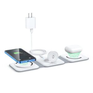 wireless charger 3 in 1,rtops magnetic travel wireless charging station multiple devices,gan 3 in 1 charging station,compatible for iphone 14/13/12/pro/max,iwatch,airpods 3/2/pro(adapter includes)