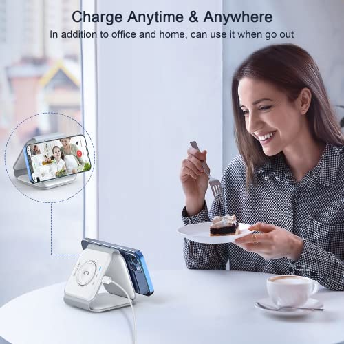 Wireless Charger 3 in 1,RTOPS Magnetic Travel Wireless Charging Station Multiple Devices,GaN 3 in 1 Charging Station,Compatible for iPhone 14/13/12/Pro/Max,iWatch,AirPods 3/2/Pro(Adapter Includes)