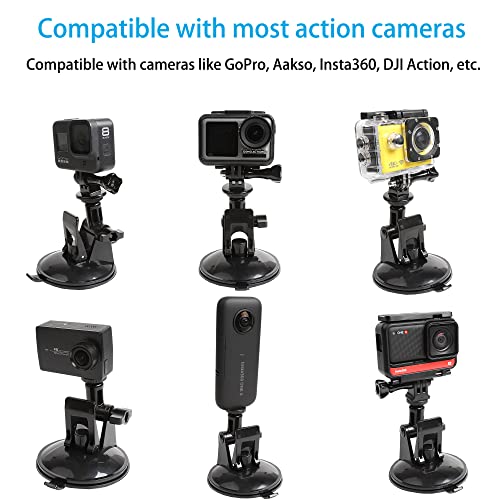 PellKing Action Camera Suction Cup Mount with Adhesive Pad for Car Dashboard Vehicle Windshield & Window Holder Compatible with GoPro Hero 11 10 9 8 7 6 4 5, DJI Osmo Action 2 3, Akaso, Insta360 etc