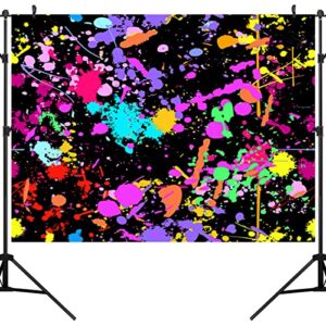 ouyida 8x6ft neon glow birthday party photography backdrop colorful graffiti splatter in the dark happy birthday background retro let’s dance sleppover party decor photo booth props cem123c