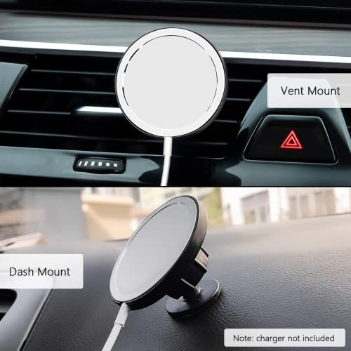 Kuaguozhe Adhesive Car Mount Compatible with Mag Safe Charger - Use Together as Magnetic Phone Car Holder, Car Mount on Vent Dashboard, Compatible with iPhone 14 13 12 Pro Max Plus Mini