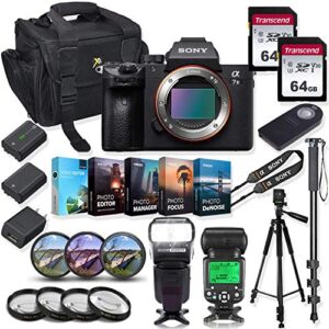 sony alpha a7 iii mirrorless digital camera (body only) usa kit + ttl accessory bundle with 128gb memory & photo/video editing software