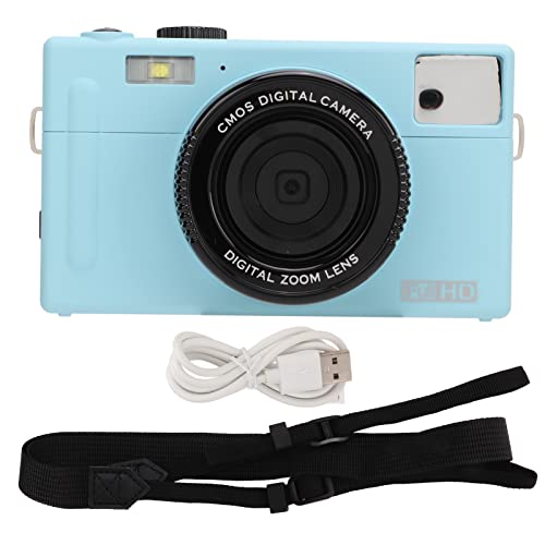 Mini Camera, Portable FHD 1080P 24MP Micro Single Camera, 16X Digital Zoom, 3in LCD Screen, Rechargeable Cmaera for Beginners, Children, Teenagers, Seniors, Friends(Blue)