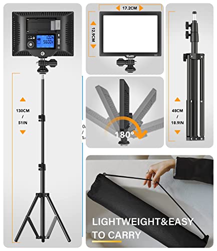 Switti LED Video Light Lighting Kit, Dimmable Bi-Color Panel Light with Stand for Photography/Live Streaming/YouTube/Video Conference|3200K-5600K, CRI95+