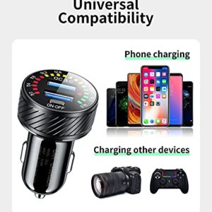 KEWIG Car Charger, 36W Fast Car Charger Adapter, Dual USB Car Charger Fast Charge with Colorful Voltmeter & ON/Off Switch