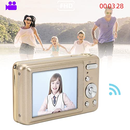 Digital Camera for Kids, 2.7in Camera ABS Metal 48MP High Definition 8X Optical Zoom Portable Digital Camera for Children Beginners (Gold)