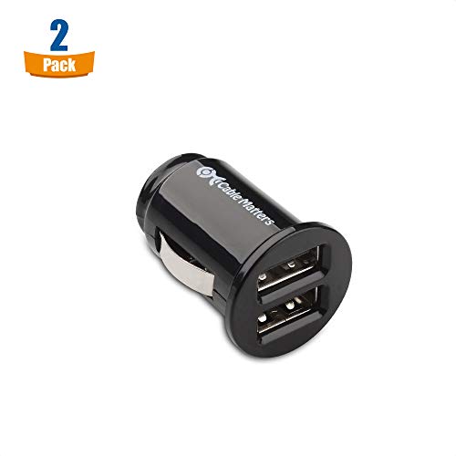 Cable Matters 2-Pack 4.8A 24W Flush Mount Dual USB Car Charger, Compact Mini Car USB Charger for Smartphones and Tablets
