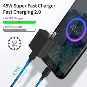 Super Fast Charger Type C,45W USB C Fast Charging Type C Charger Fast Charging for Samsung Galaxy S23 S23+ S23 Ultra S22 S22+ S22Ultra S21 S21+ S21Ultra S20 S10 S10e S9 Plus S8 Plus Note20/10/9/8