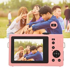 Mini Camera, Portable FHD 1080P 24MP Micro Single Camera, 16X Digital Zoom, 3in LCD Screen, Rechargeable Cmaera for Beginners, Children, Teenagers, Seniors, Friends(Pink)