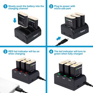 Smatree Batteries Compatible for GoPro Hero 11,Hero 10,Hero 9 Black, 3 Pack 1800mAh Replacement Batteries Fully Compatible with GoPro 11/10/ 9 Original Charger and Battery, USB Quick Charger.