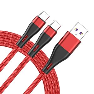 usb type c cable(10 ft 2pack) 3a fast charging quick cord,extra long braided usb a to c cables compatible with samsung galaxy s10 s9 s8 s20 plus a51 a11,note 10 9 8, ps5 controller, usb c charger-red