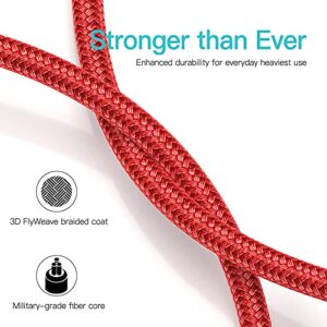 USB Type C Cable(10 ft 2Pack) 3A Fast Charging Quick Cord,Extra Long Braided USB A to C Cables Compatible with Samsung Galaxy S10 S9 S8 S20 Plus A51 A11,Note 10 9 8, PS5 Controller, USB C Charger-Red