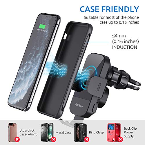 CHGeek Wireless Car Charger, 15W Fast Charging Auto Clamping Car Charger Phone Mount Phone Holder fit for iPhone 14 13 12 11 Pro Max Xs, Samsung Galaxy S23 Ultra S22 S21 S20, S10+ S9+ Note 9, etc