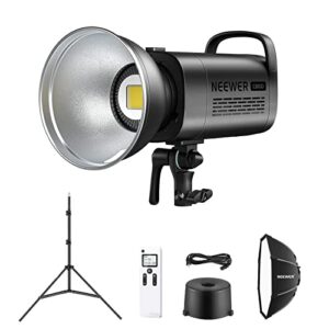 neewer 100w led video light, 5600k bowens mount continuous lighting kit with stand, softbox, cri 97+,tlci 97+ 11000lux/m with 2.4g remote for video recording,wedding,outdoor shooting,youtube (cb100)