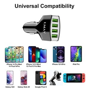 Car Charger Adapter, 4 Ports Multi USB Car Charger, QC 3.0 Fast Car Phone Charger Compatible with iPhone 14 13 12 11 Pro Max iPad Pro, Samsung Galaxy S22 Note 20.Black