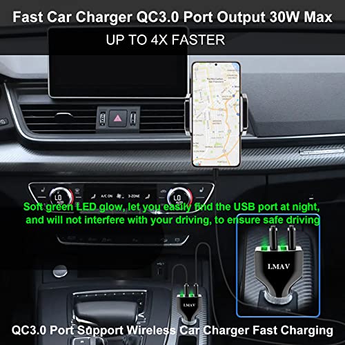 Car Charger Adapter, 4 Ports Multi USB Car Charger, QC 3.0 Fast Car Phone Charger Compatible with iPhone 14 13 12 11 Pro Max iPad Pro, Samsung Galaxy S22 Note 20.Black