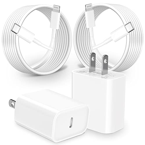 [Apple MFi Certified] iPhone 20W USB-C Fast Charger, 2-Pack 20W USB-C Power Adapter with 2Pack 6FT USB C to Lightning Charge Sync Cord Cable Compatible with iPhone 14/13/12/11/XS/XR/X/SE/iPad/AirPods