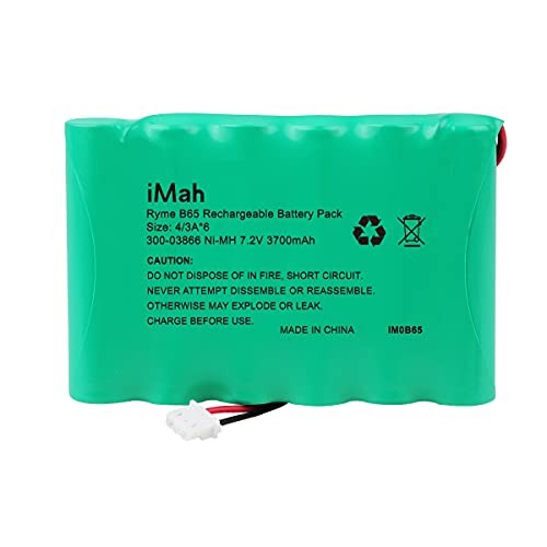 iMah Ryme B65 6-Cell 3-Pin 4/3A 7.2V 3700mAh Replacement Battery 300-03866 for Honeywell Lynx Alarm Lynx LYNXRCHKIT-SHA Lynx L5100 5200 5210 Lynx Touch 7000 Lyric Keypad LCP500-L