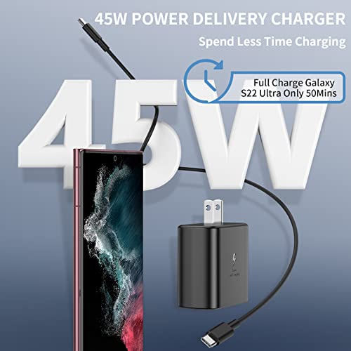 45W USB C Charger, Samsung Super Fast Charging Wall Charger for Samsung Galaxy S23 Ultra/ S23/S23+/S22Ultra/S22+/S22,Note20/S20,Galaxy TabS7/S7+/S8/S8+, with 6FT Fast Charging Cable-Black