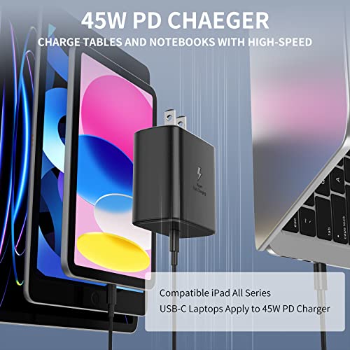 45W USB C Charger, Samsung Super Fast Charging Wall Charger for Samsung Galaxy S23 Ultra/ S23/S23+/S22Ultra/S22+/S22,Note20/S20,Galaxy TabS7/S7+/S8/S8+, with 6FT Fast Charging Cable-Black
