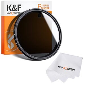 k&f concept 52mm variable nd2-nd400 nd lens filter (1-9 stops) for camera lens, adjustable neutral density filter with microfiber cleaning cloth (b-series)